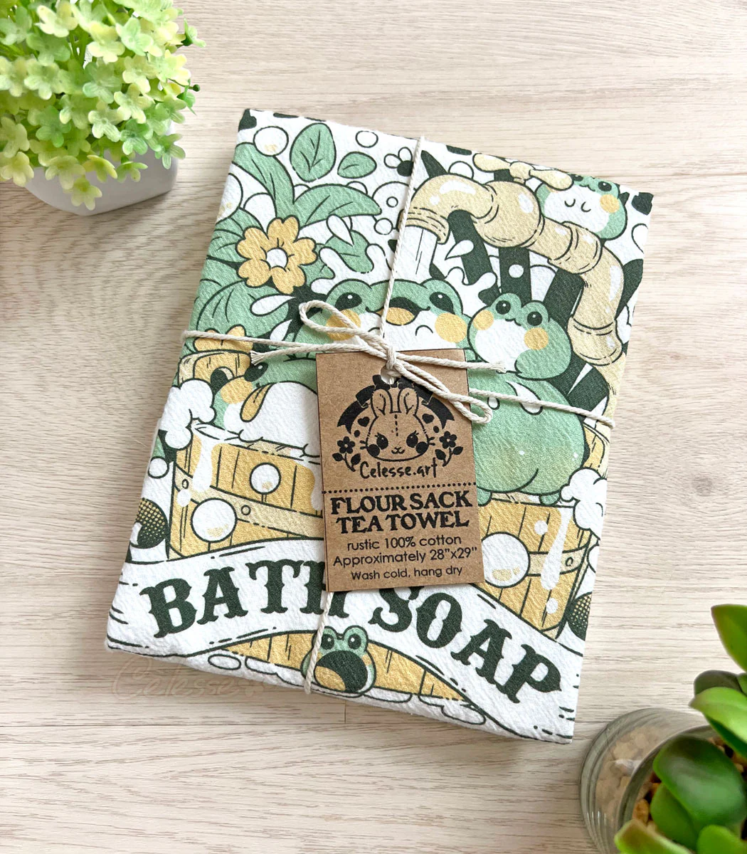 Blobfrogs Bath Soap Flour Sack Tea Towel - Image 2