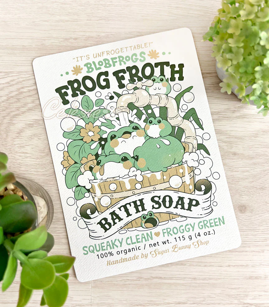 Blobfrogs Frog Froth Bath Soap Textured Print