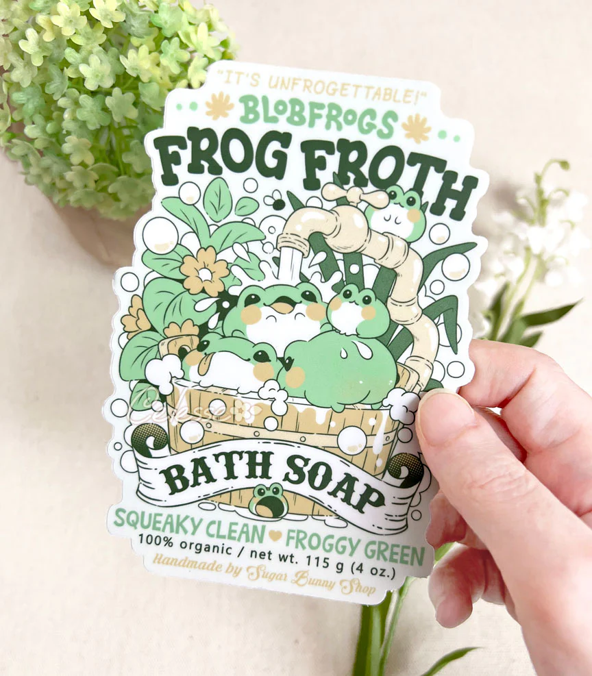 Blobfrogs Frog Froth Bath Soap Vinyl Sticker