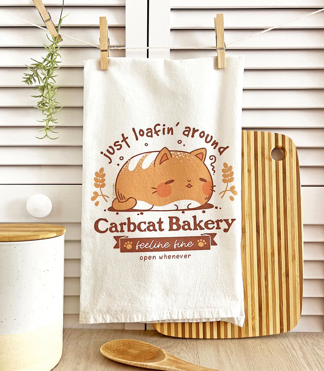 Carbcat Bakery Flour Sack Tea Towel