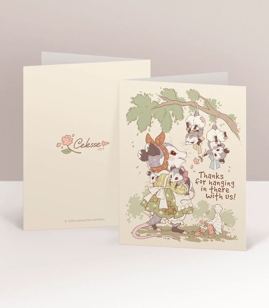 Hanging in There Opossums for Mom Greeting Card - Image 2