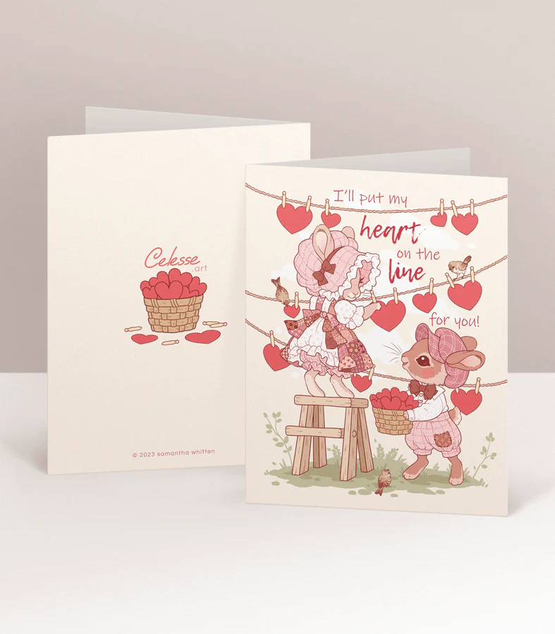 Heart on the Line Bunny Greeting Card - Image 2