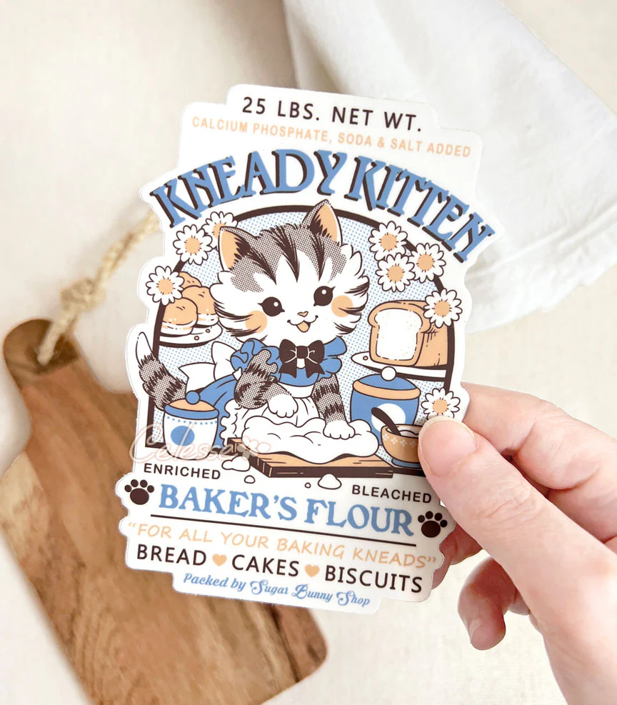 Kneady Kitten Baker's Flour Vinyl Sticker