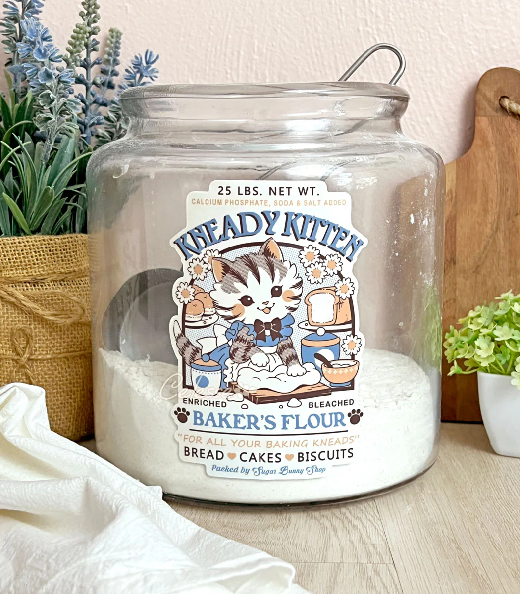 Kneady Kitten Baker's Flour Vinyl Sticker - Image 2
