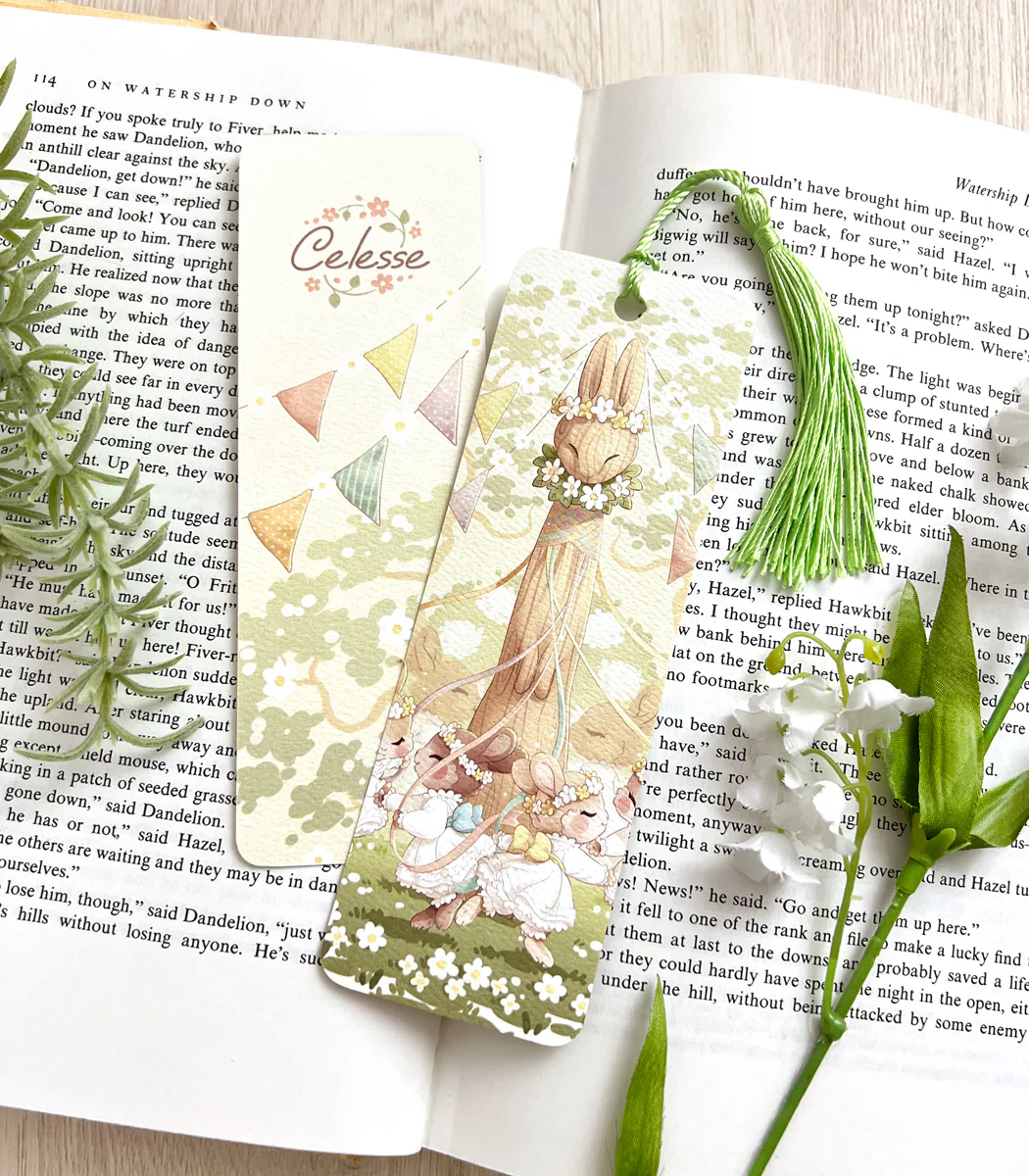 Spring Maypole Dance Bunnies Bookmark
