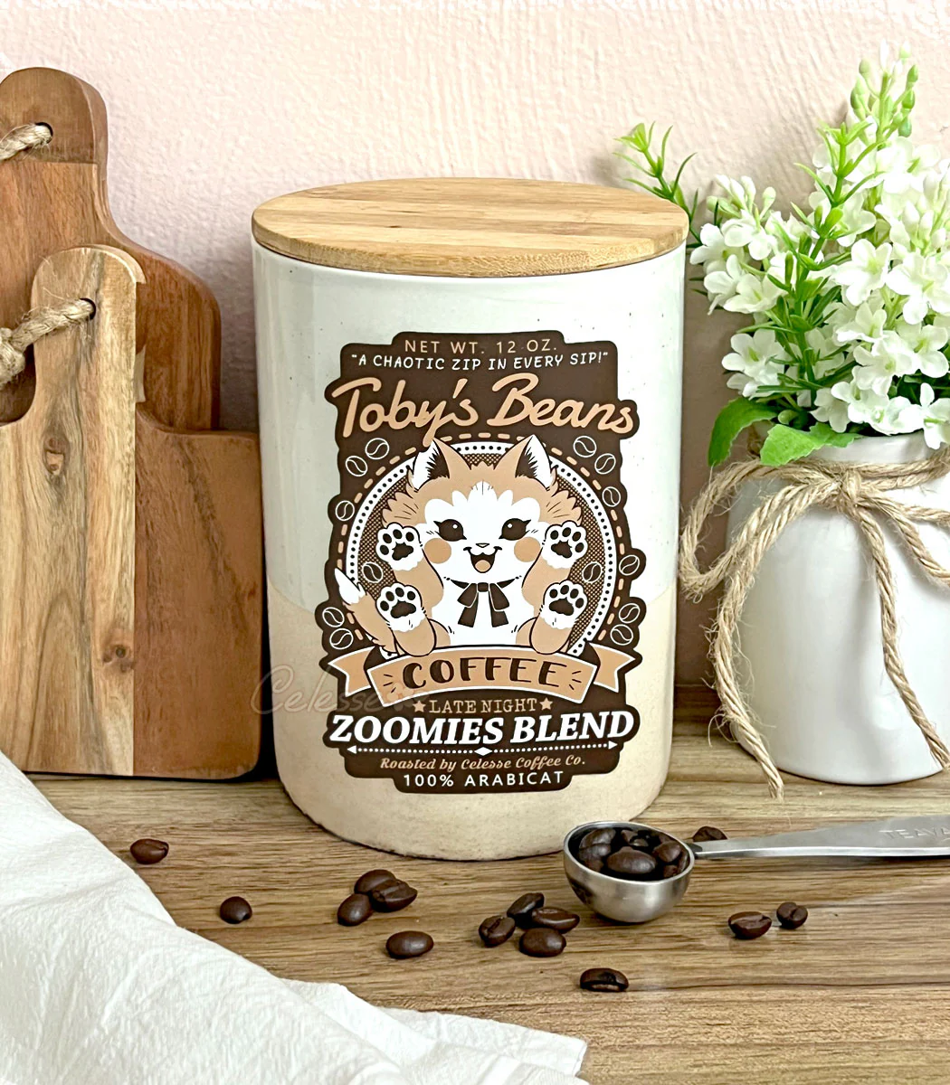 Toby's Beans Coffee Cat Vinyl Sticker - Image 2