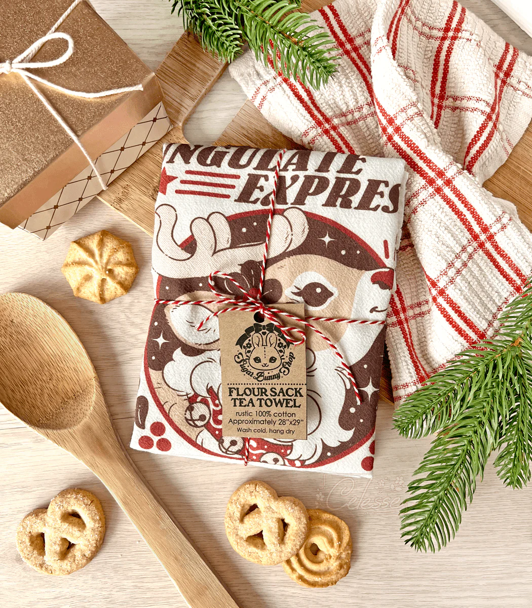 Ungulate Express Christmas Flour Sack Tea Towel - Image 2